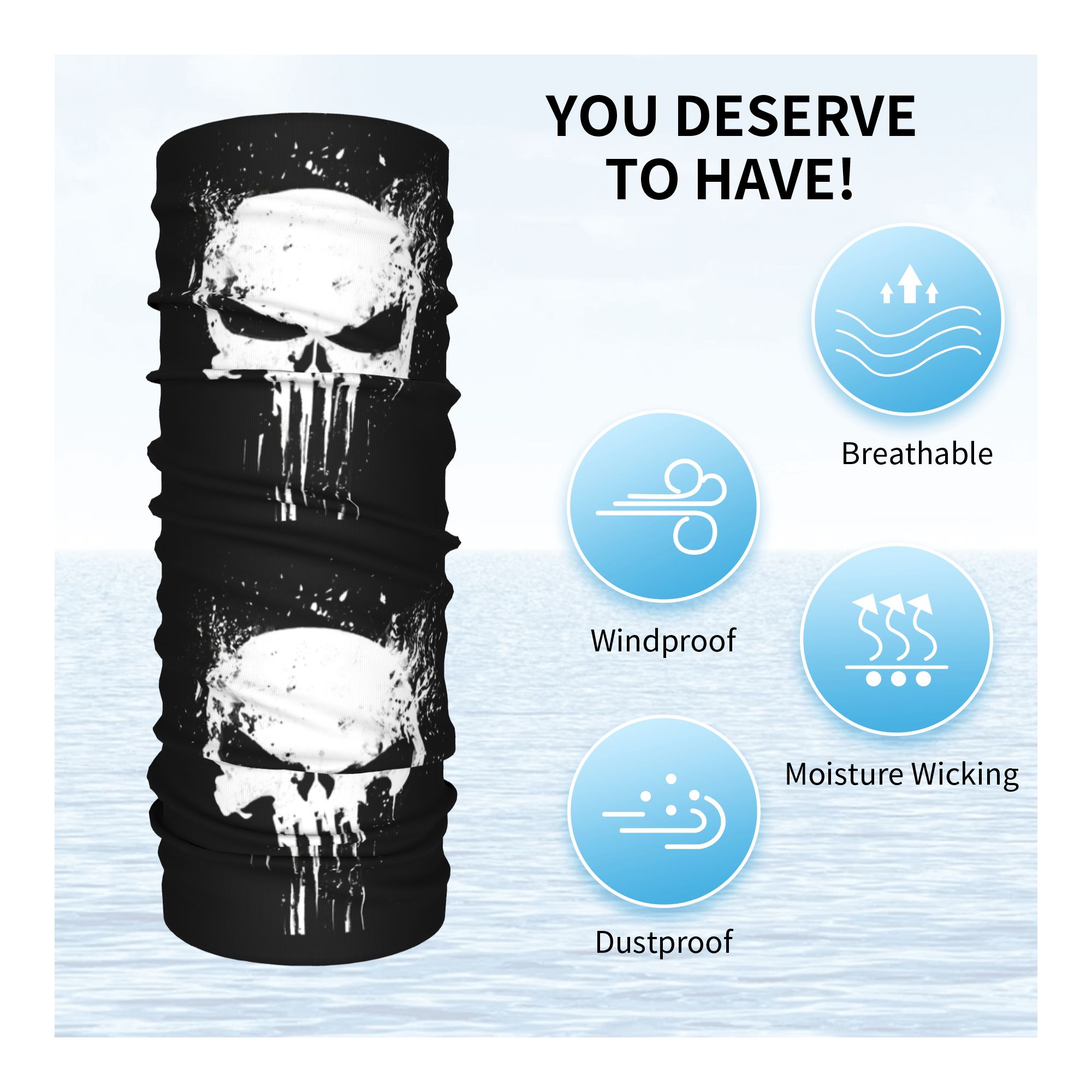 Custom Skeleton Skull Bandana  - Neck Gaiter Fleece のレビューと価格