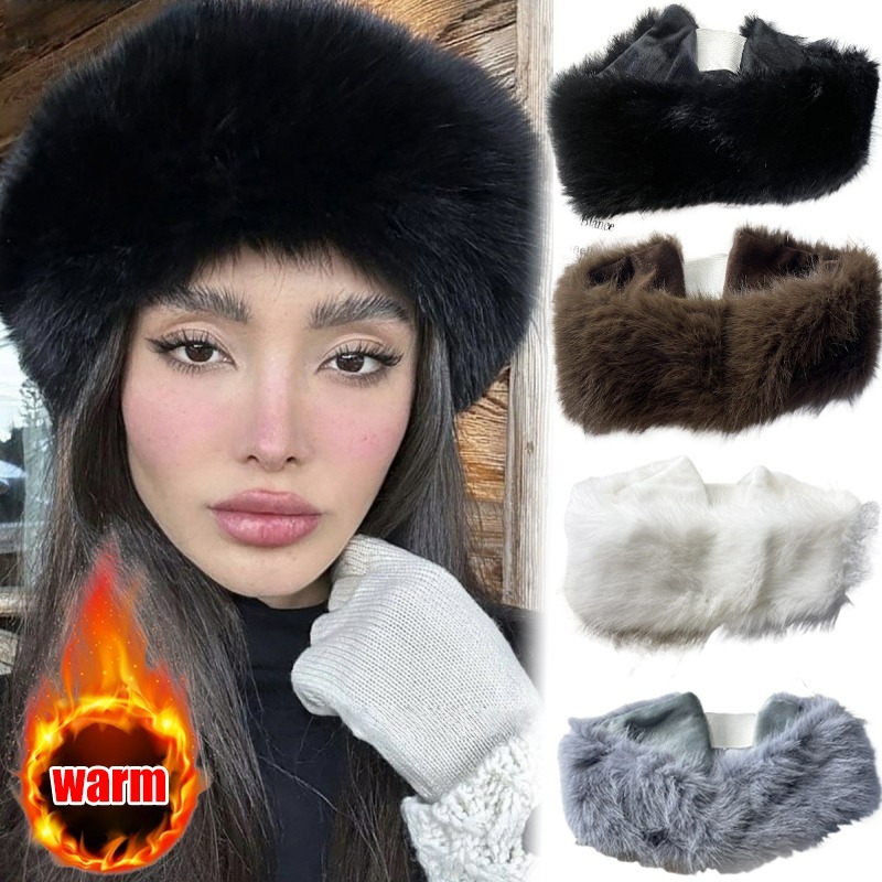 Wide Band Fur Headband Winter  - Fleece Ear Warmer Band のレビューと価格