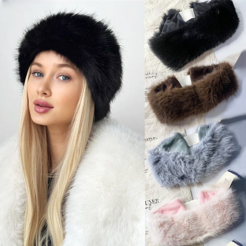 Wide Band Fur Headband Winter  - Fleece Ear Warmer Band のレビューと価格