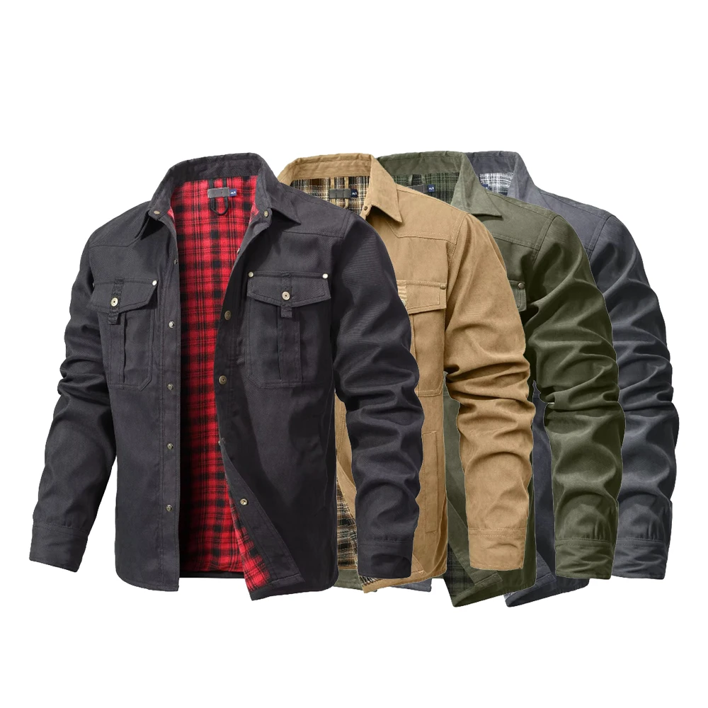 Men's Jackets Spring Flannel L - Flannel Shirt Lined のレビューと価格