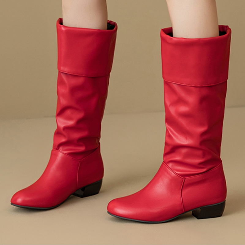 Slip on Knee High Boots Pleate - Waterproof Winter Boot のレビューと価格