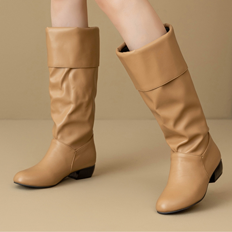Slip on Knee High Boots Pleate - Waterproof Winter Boot のレビューと価格