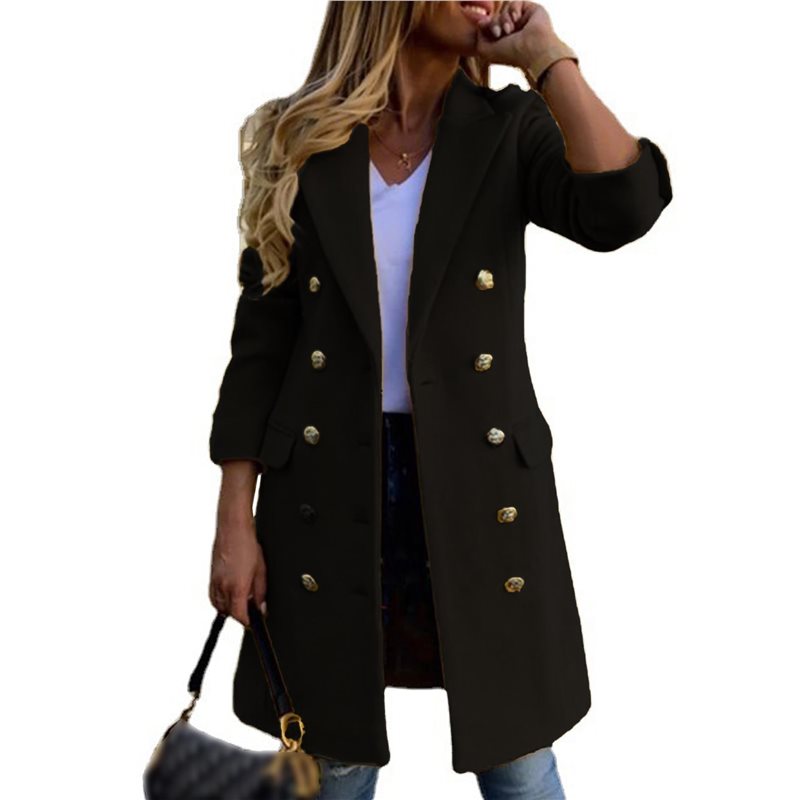 A24F-Women Fall Winter Wool Co - Wool Coat Peacoat のレビューと価格