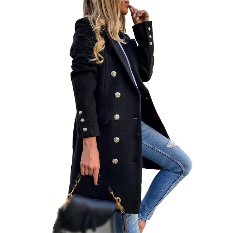 A24F-Women Fall Winter Wool Co - Wool Coat Peacoat のレビューと価格