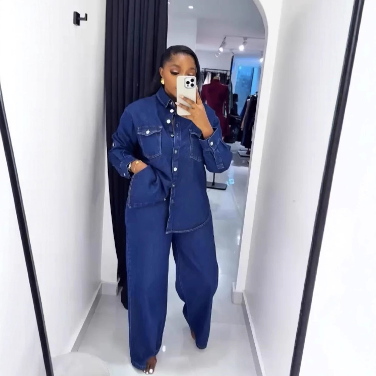 Jeans 2 Piece Sets Women Denim - Down Jacket Packable のレビューと価格
