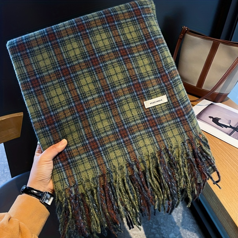 Vintage Green Plaid Tassel Sca - Cashmere Pashmina Wrap のレビューと価格