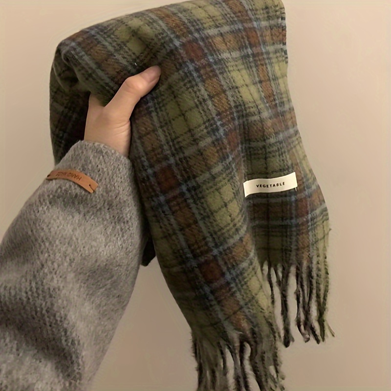 Vintage Green Plaid Tassel Sca - Cashmere Pashmina Wrap のレビューと価格