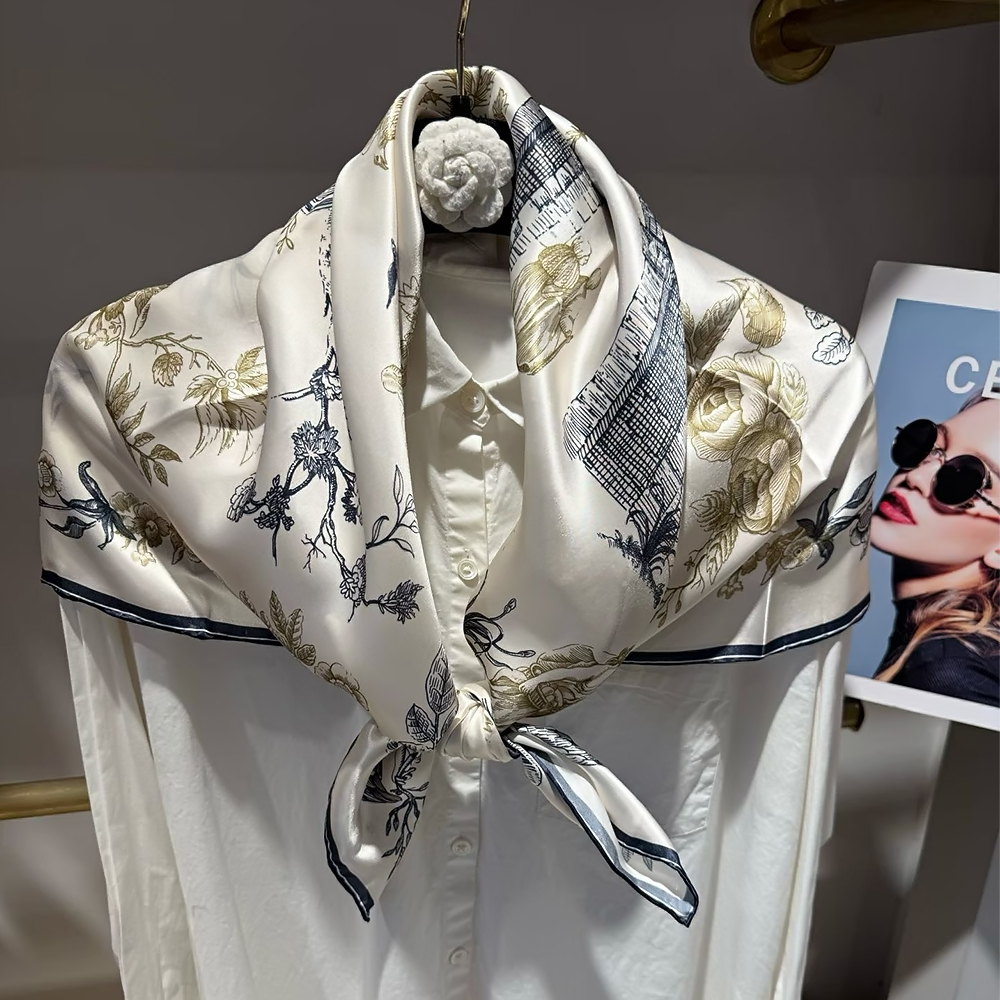 [BYSIFA] Blue White 100% Silk  - Shawl Wrap Winter のレビューと価格