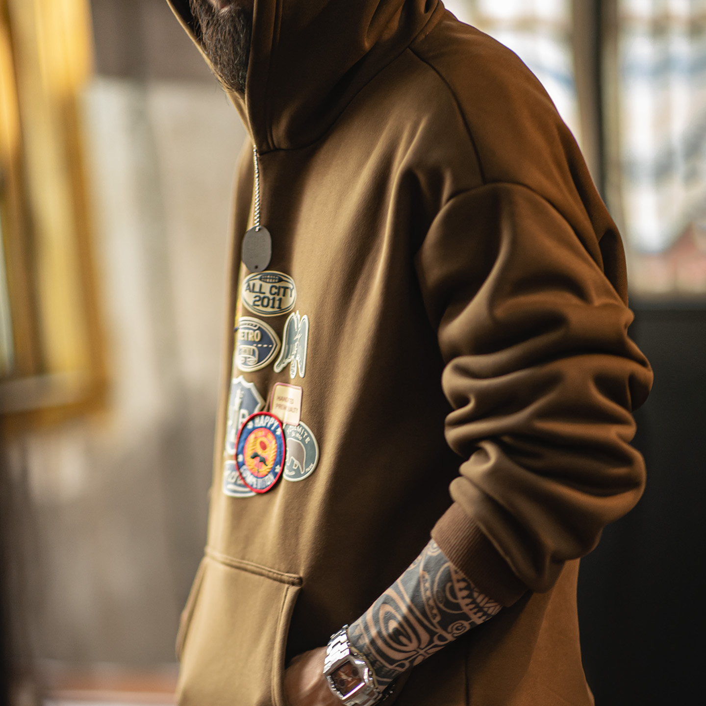 Maden Vintage Men's Embroidere - Sherpa Hoodie Fleece のレビューと価格