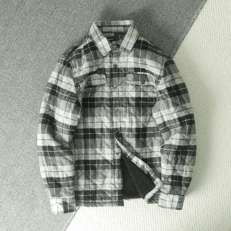 Fall Winter Men's Plaid Flanne - Flannel Shirt Lined のレビューと価格