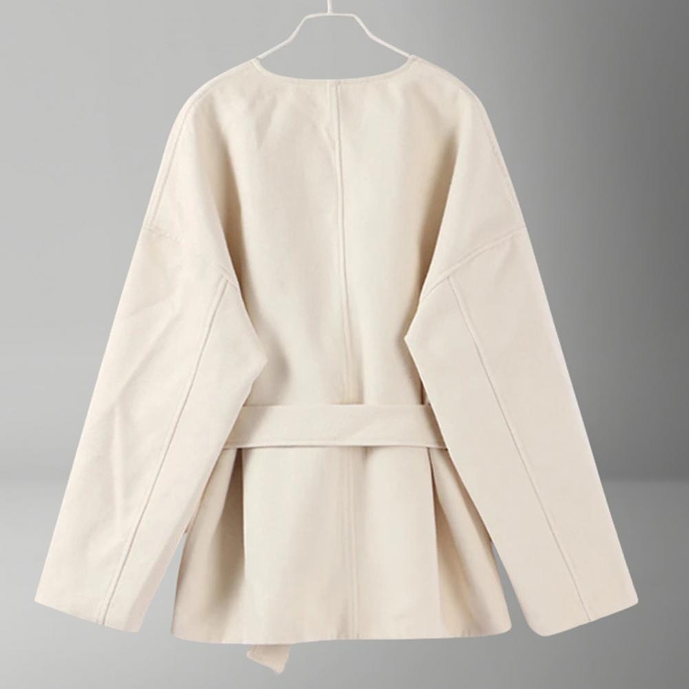 Lace-up Waist Jacket Stylish W - Wool Coat Peacoat のレビューと価格