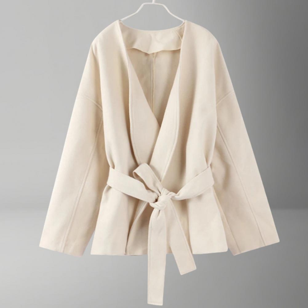 Lace-up Waist Jacket Stylish W - Wool Coat Peacoat のレビューと価格