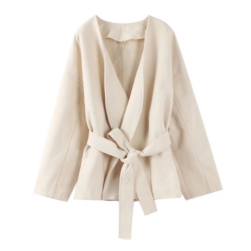 Lace-up Waist Jacket Stylish W - Wool Coat Peacoat のレビューと価格