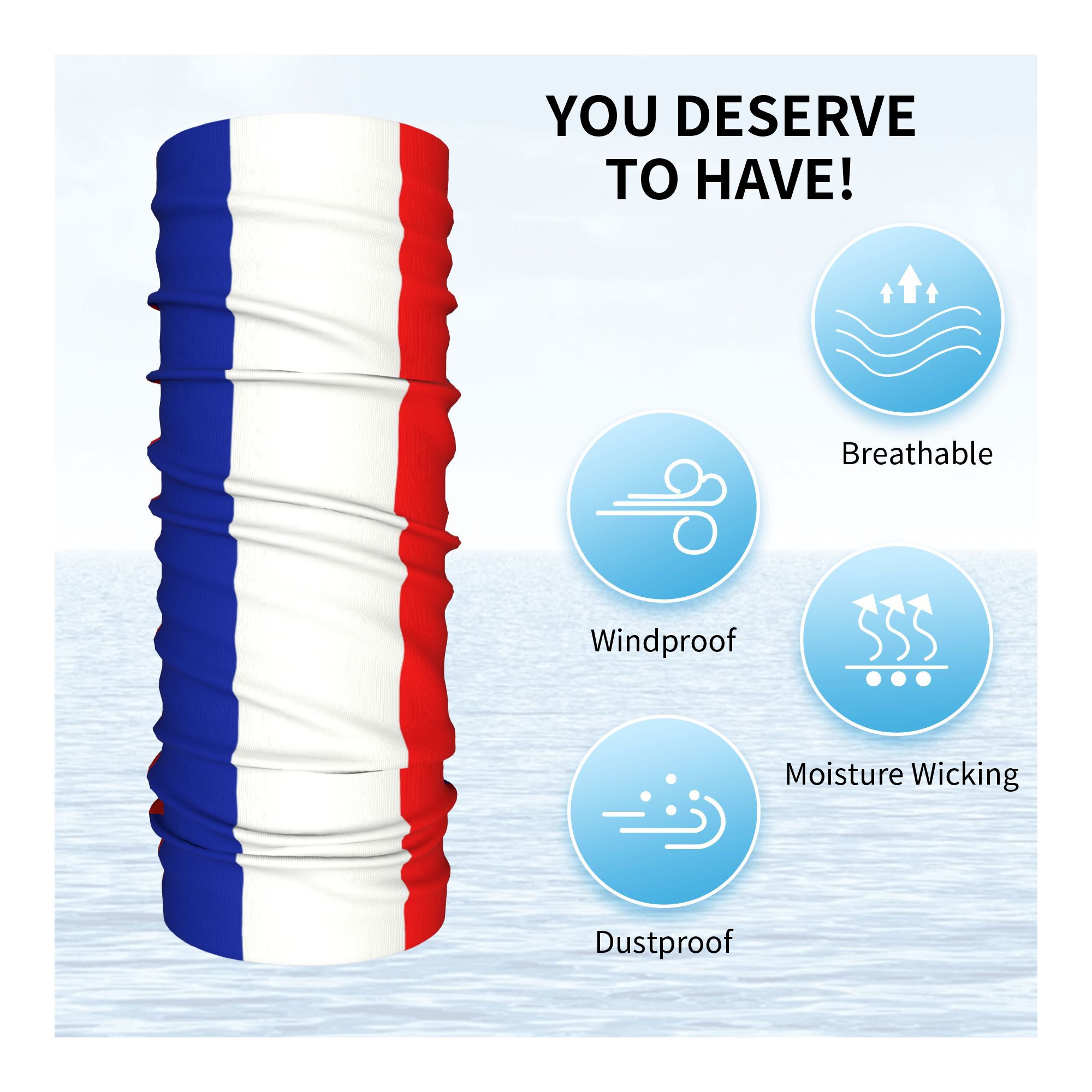 Custom French Flag France Band - Neck Gaiter Fleece のレビューと価格