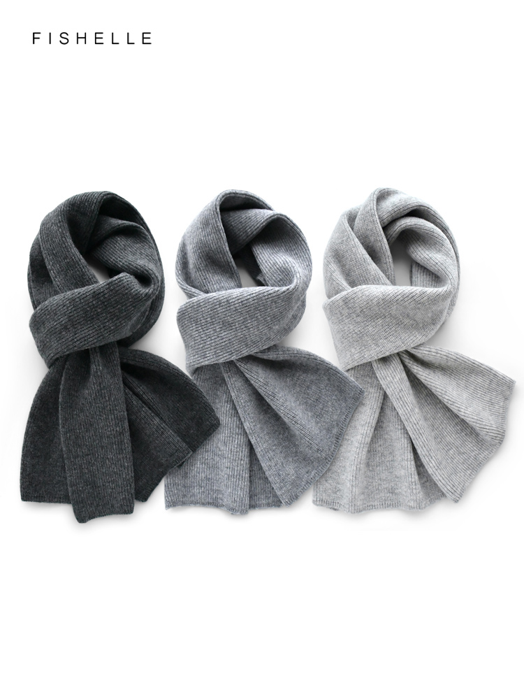 Gray solid color cashmere scar - Wool Scarf Men のレビューと価格