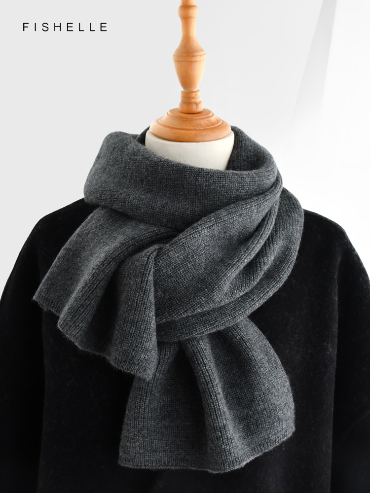 Gray solid color cashmere scar - Wool Scarf Men のレビューと価格