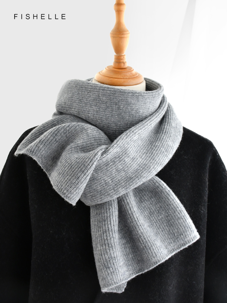 Gray solid color cashmere scar - Wool Scarf Men のレビューと価格
