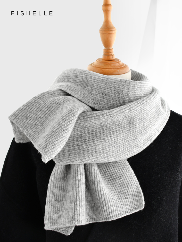 Gray solid color cashmere scar - Wool Scarf Men のレビューと価格