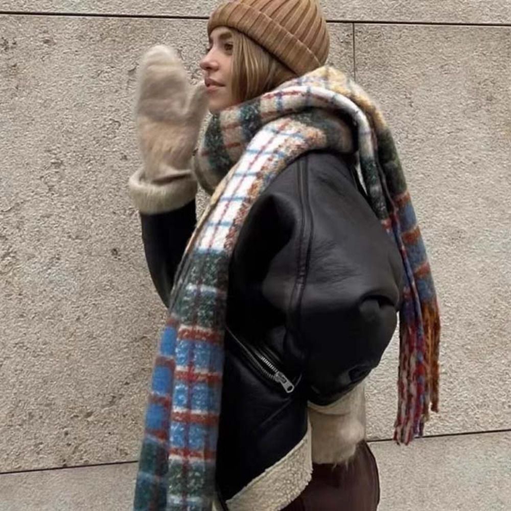 Retro Tassel Plaid Wool Scarf  - Wool Scarf Men のレビューと価格