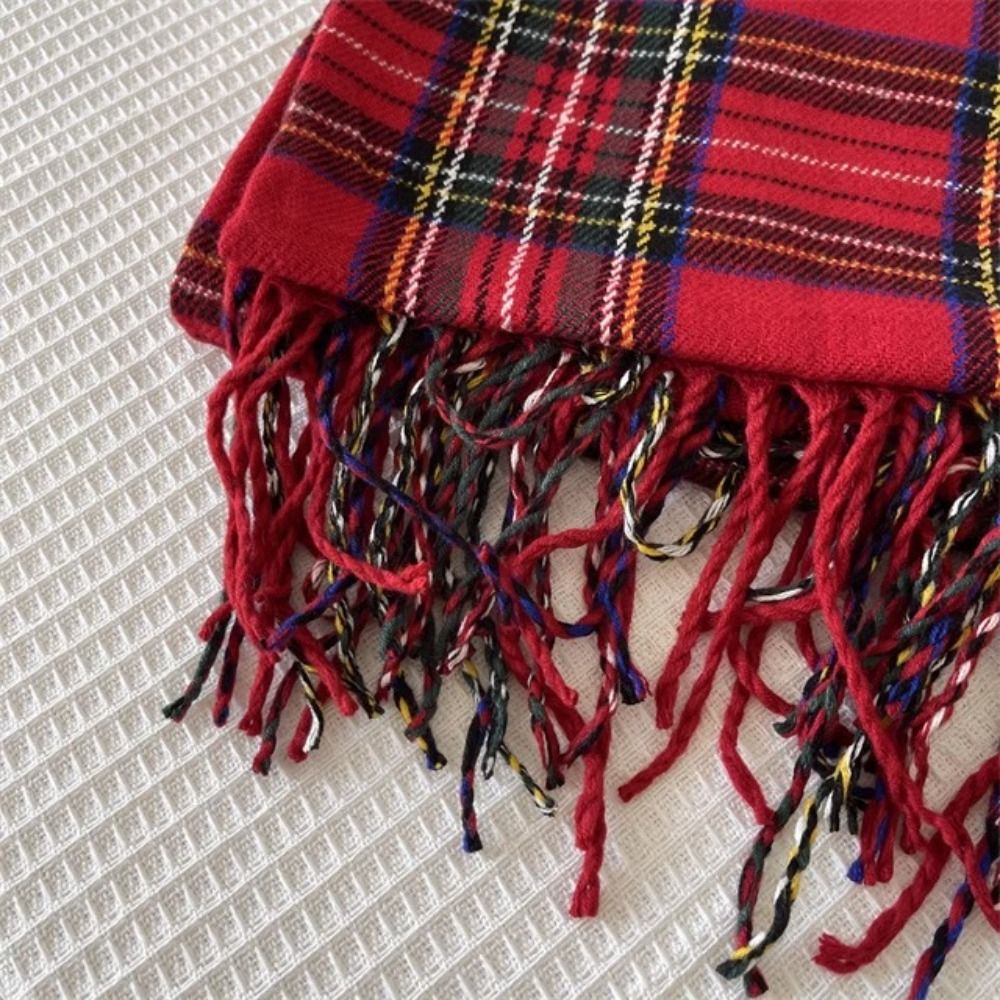 Retro Tassel Plaid Wool Scarf  - Wool Scarf Men のレビューと価格