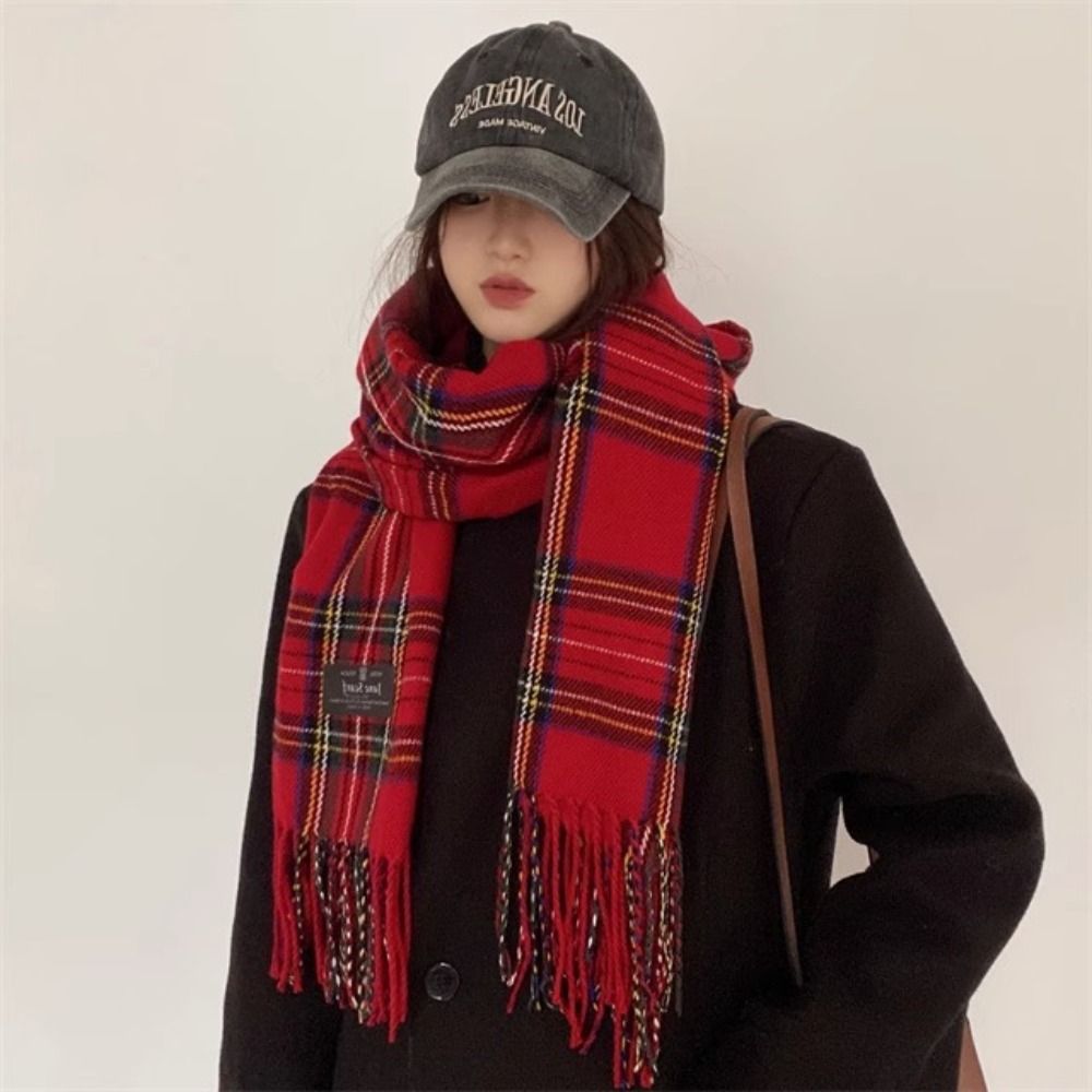 Retro Tassel Plaid Wool Scarf  - Wool Scarf Men のレビューと価格