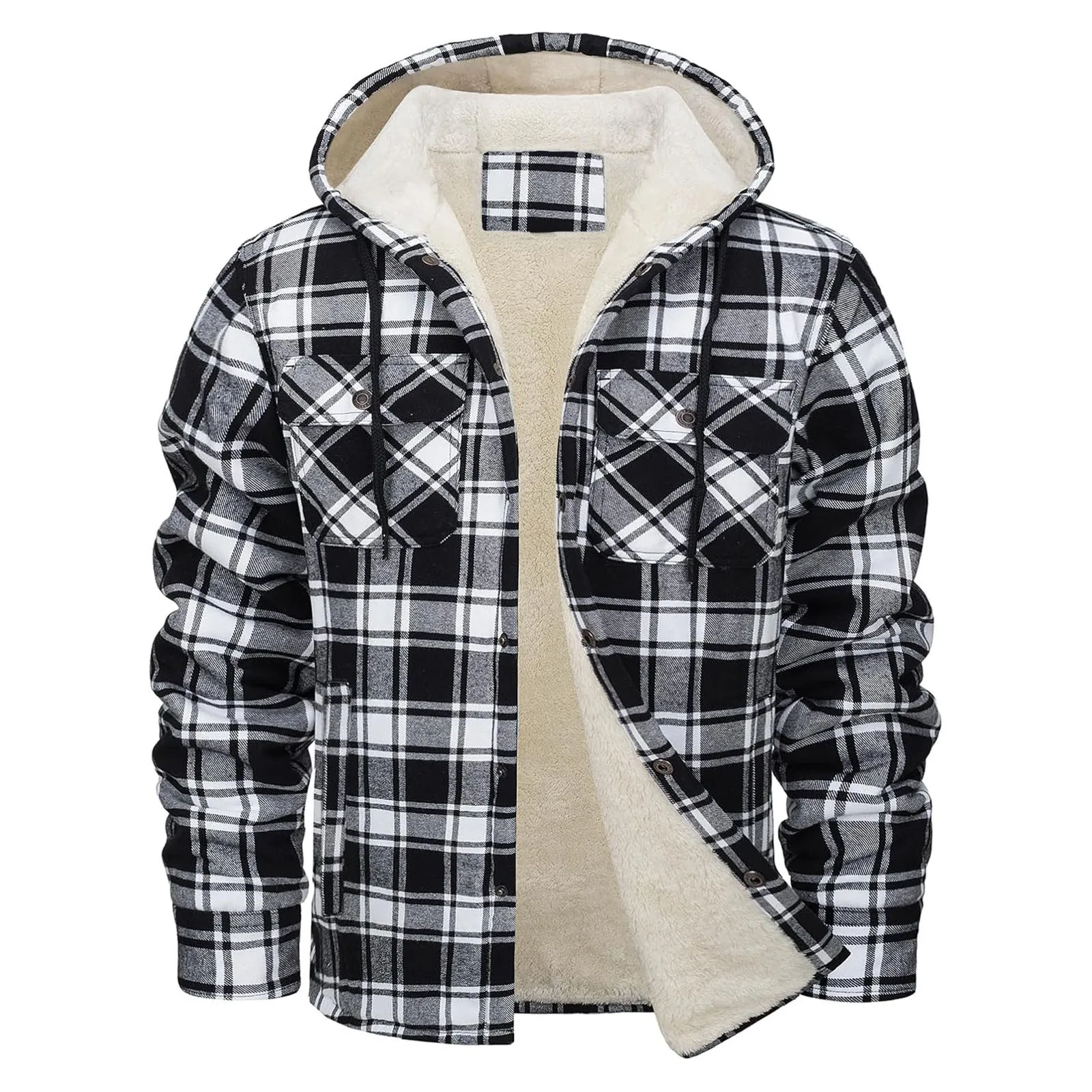 Thick Warm Flannel Hooded Jack - Flannel Shirt Lined のレビューと価格
