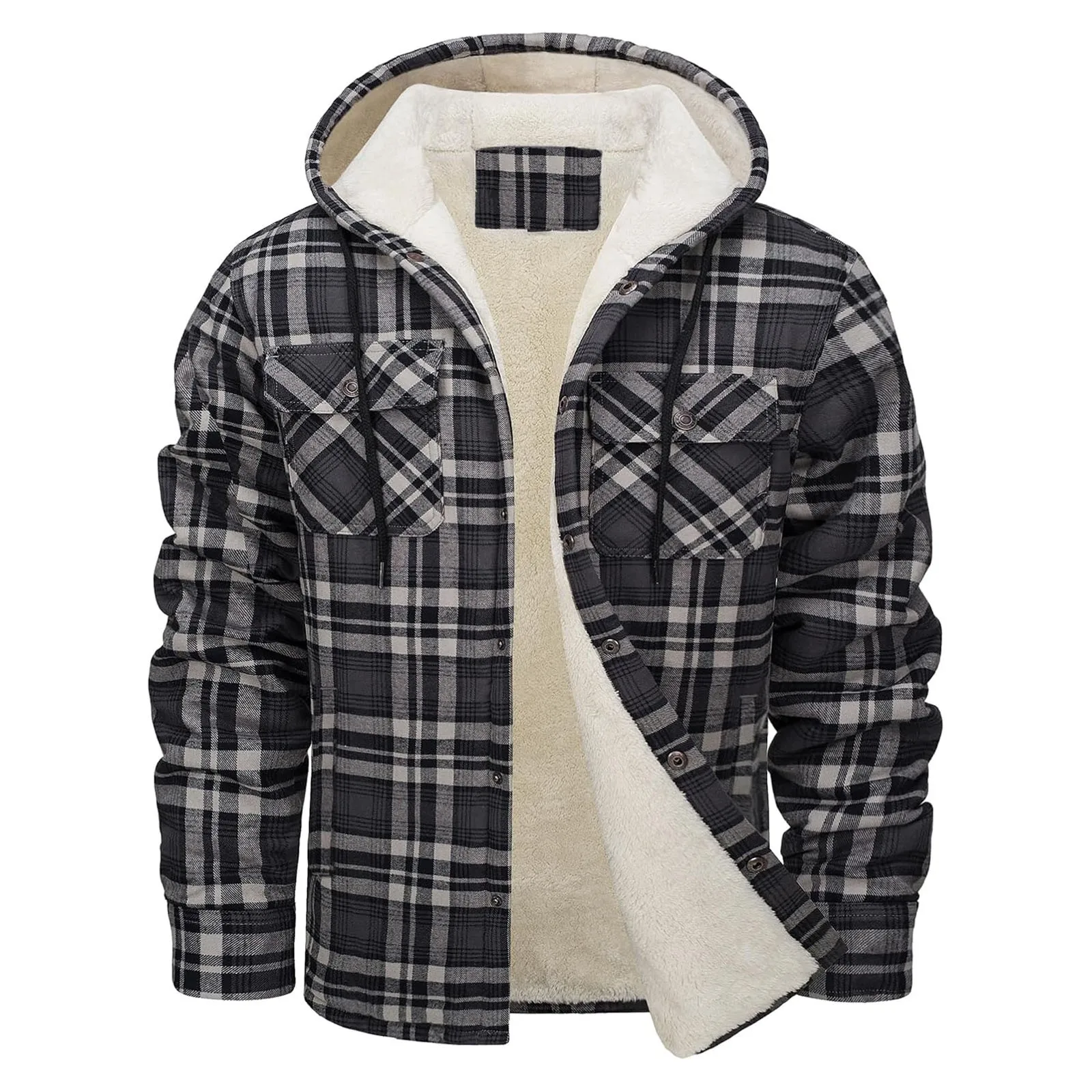 Thick Warm Flannel Hooded Jack - Flannel Shirt Lined のレビューと価格