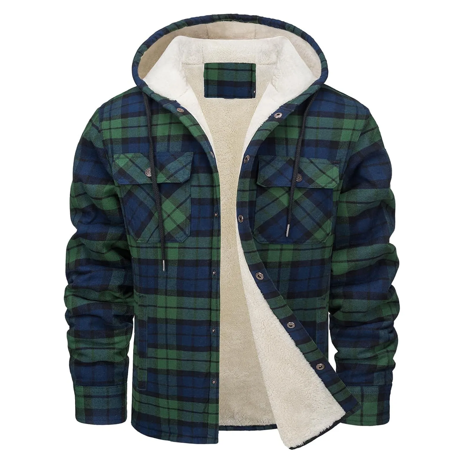 Thick Warm Flannel Hooded Jack - Flannel Shirt Lined のレビューと価格