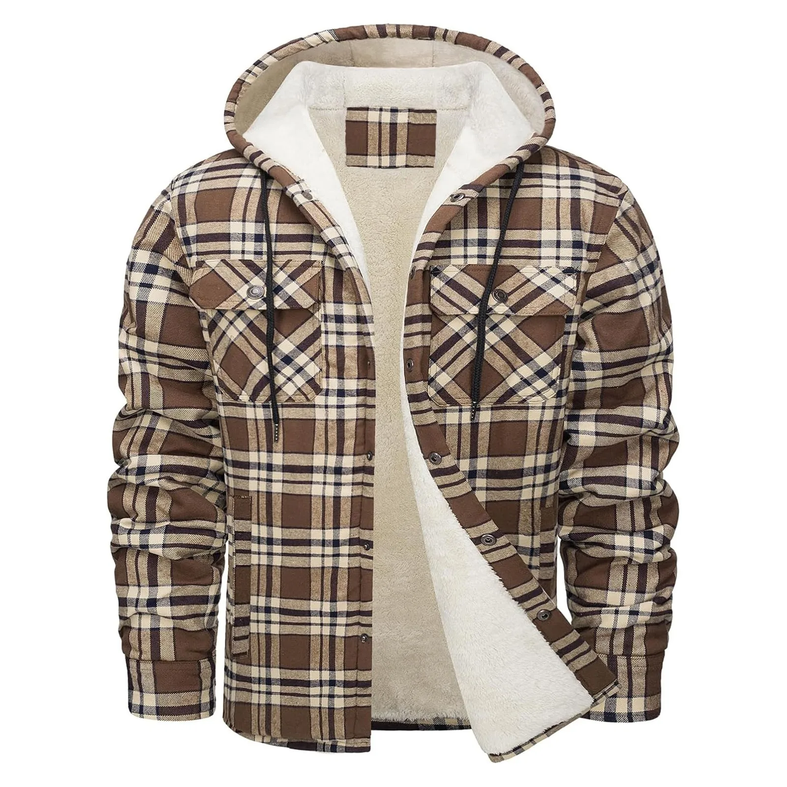 Thick Warm Flannel Hooded Jack - Flannel Shirt Lined のレビューと価格