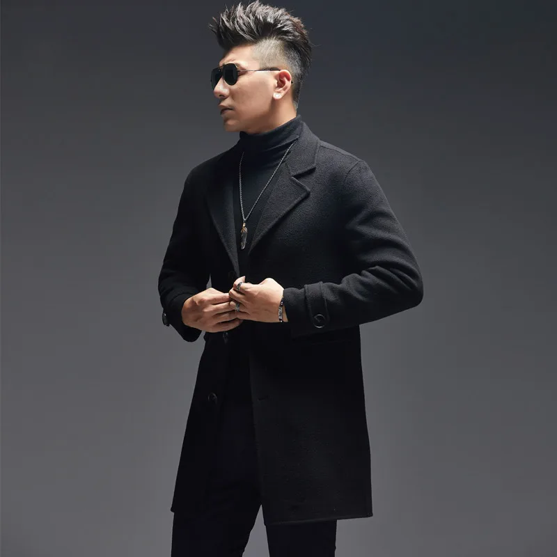 AYUNSUE 100% Wool Coat Men Aut - Wool Coat Peacoat のレビューと価格