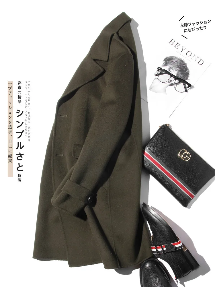 AYUNSUE 100% Wool Coat Men Aut - Wool Coat Peacoat のレビューと価格