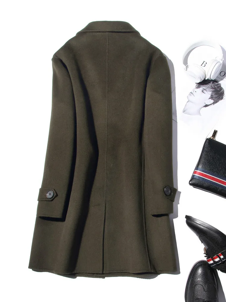 AYUNSUE 100% Wool Coat Men Aut - Wool Coat Peacoat のレビューと価格