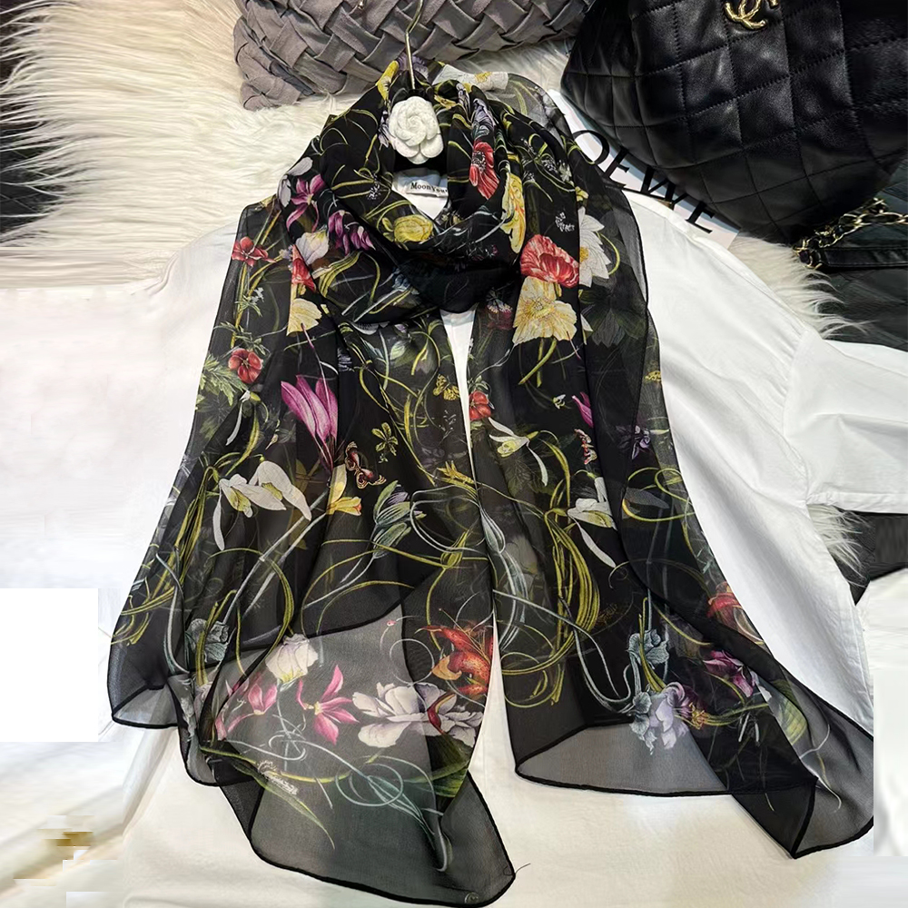 BYSIFA|New Black Pure Silk Wom - Shawl Wrap Winter のレビューと価格