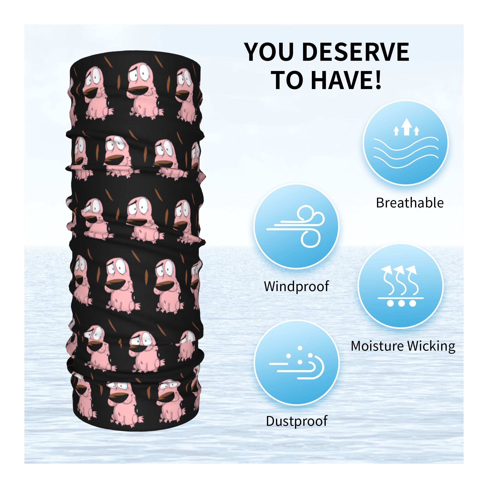 Custom Cartoon Courage Dog Win - Neck Gaiter Fleece のレビューと価格