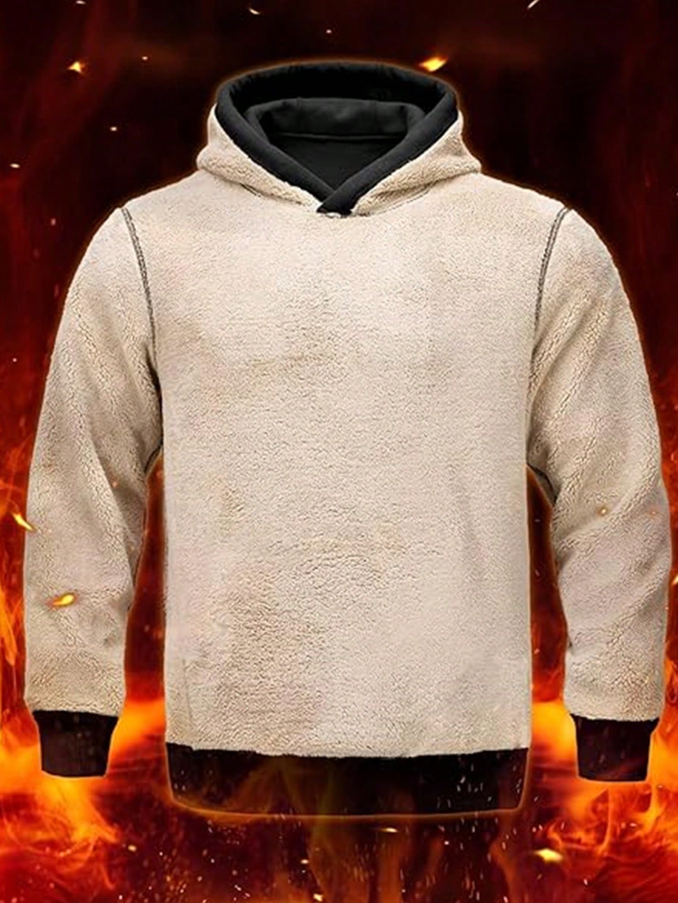 Men's Black Sherpa-Lined Hoodi - Sherpa Hoodie Fleece のレビューと価格