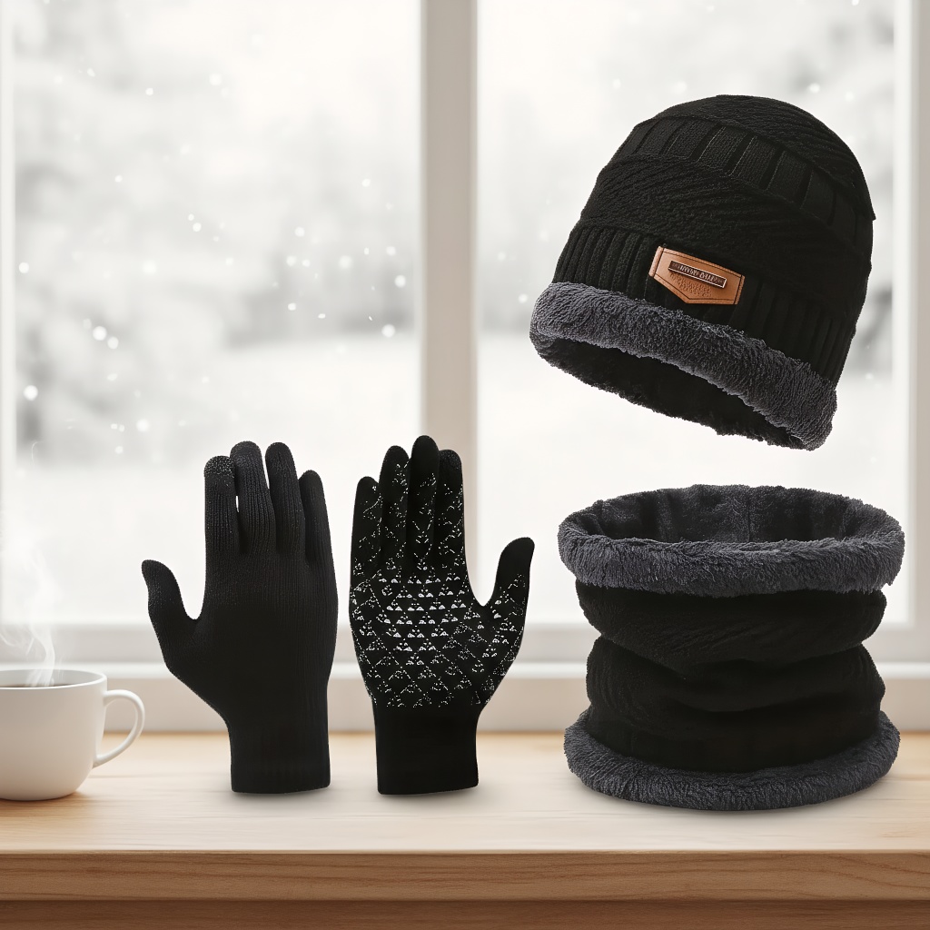 Winter Knit Hat & Scarf Set fo - Wool Scarf Men のレビューと価格