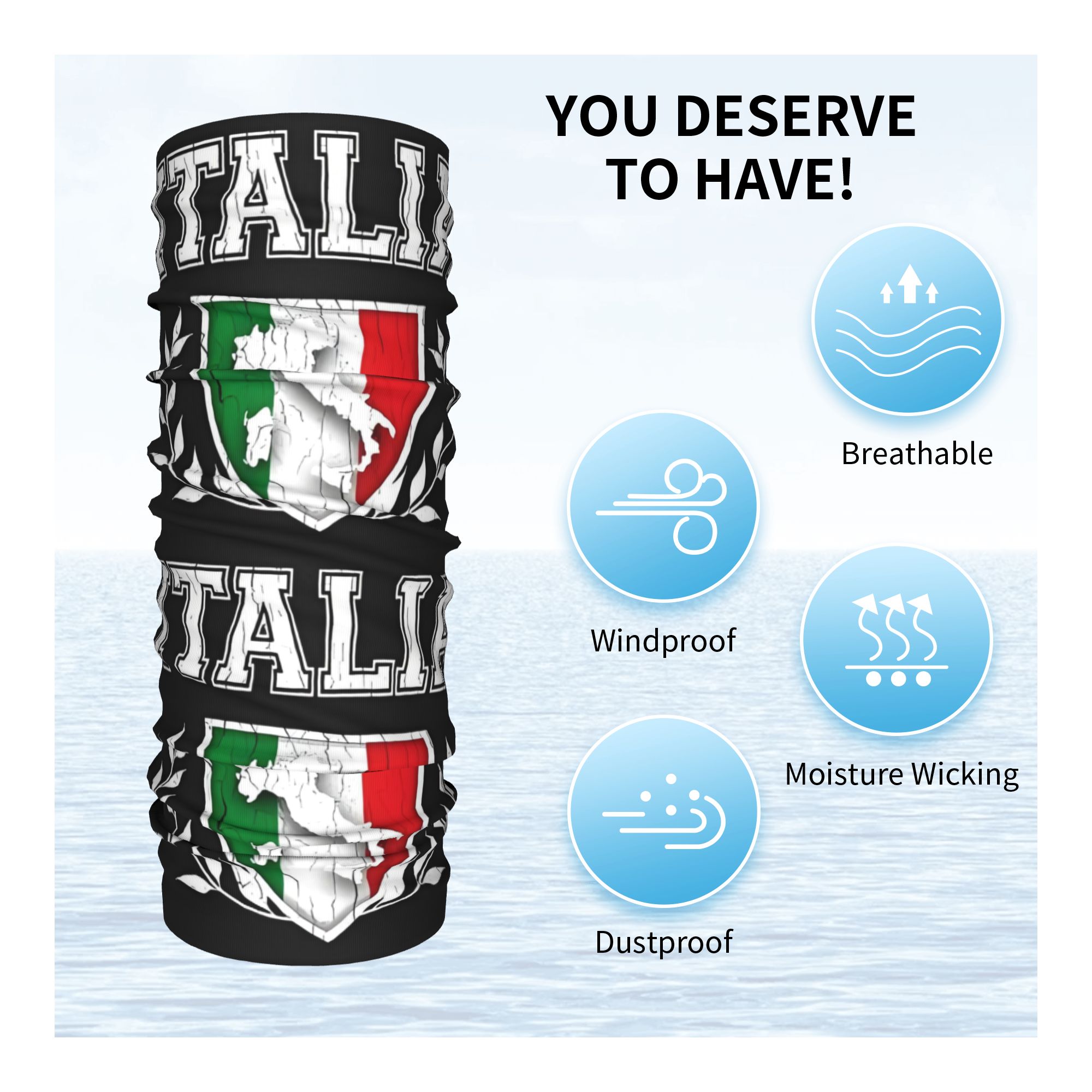 Custom Italy Flag Bandana Neck - Neck Gaiter Fleece のレビューと価格