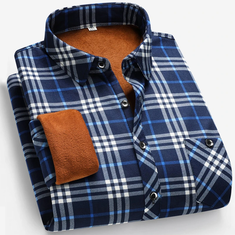 Autumn and Winter Men's Fleece - Flannel Shirt Lined のレビューと価格