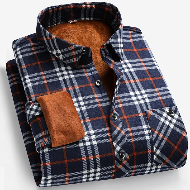 Autumn and Winter Men's Fleece - Flannel Shirt Lined のレビューと価格
