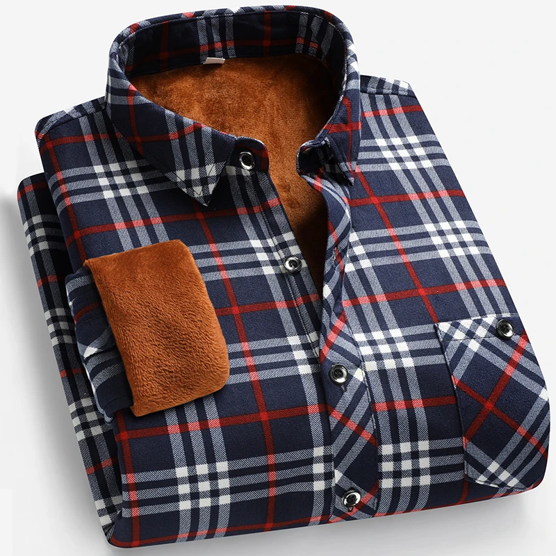 Autumn and Winter Men's Fleece - Flannel Shirt Lined のレビューと価格
