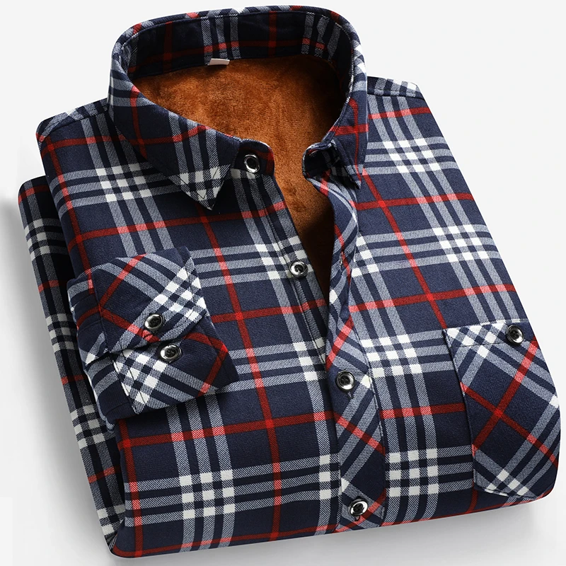Autumn and Winter Men's Fleece - Flannel Shirt Lined のレビューと価格