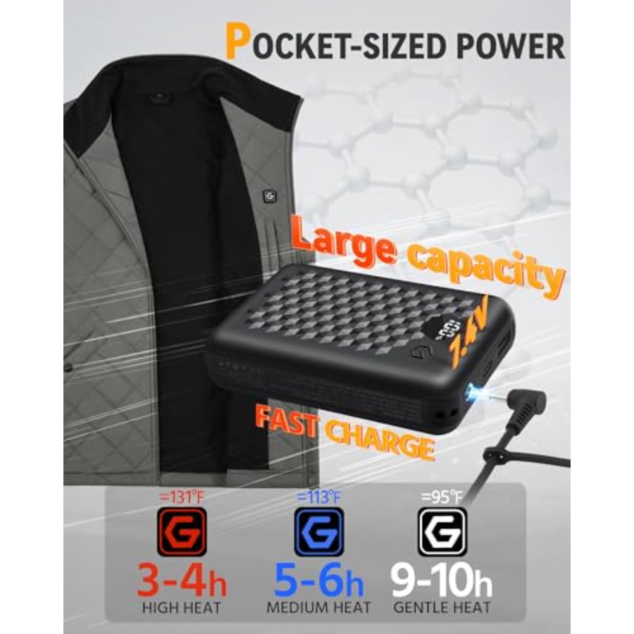 Wulcea Graphene Heated Vest Fo - Heated Vest Battery のレビューと価格