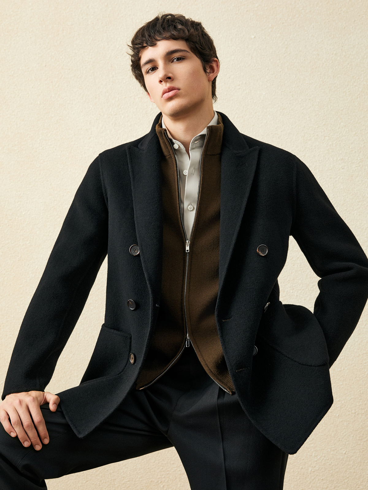 Men‘s 100% Wool Short Coat | B - Wool Coat Peacoat のレビューと価格