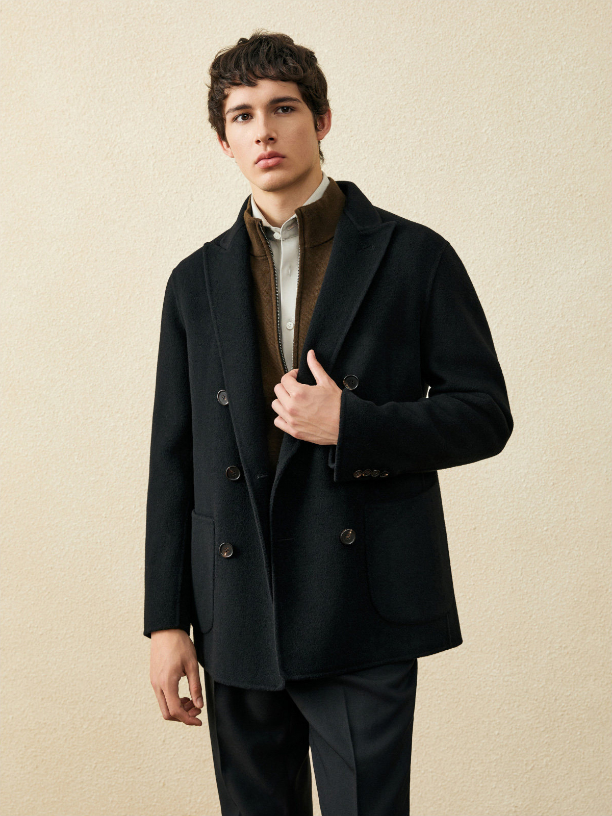 Men‘s 100% Wool Short Coat | B - Wool Coat Peacoat のレビューと価格
