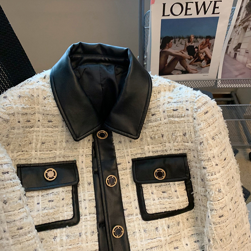 Contrast Stitching Tweed Fragr - Down Jacket Packable のレビューと価格