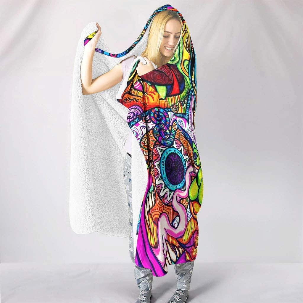 Abstract Bright Trippy Rainbow - Sherpa Hoodie Fleece のレビューと価格