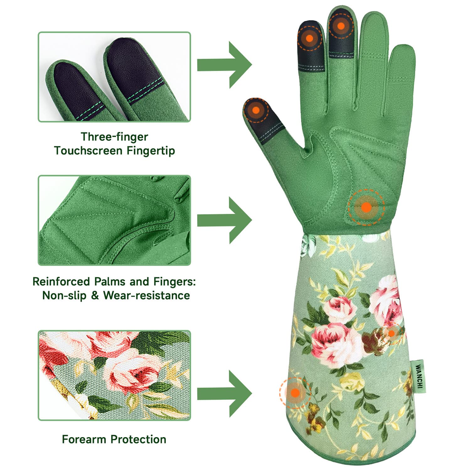 Women's Long Gardening Gloves, - Touch Screen Gloves のレビューと価格