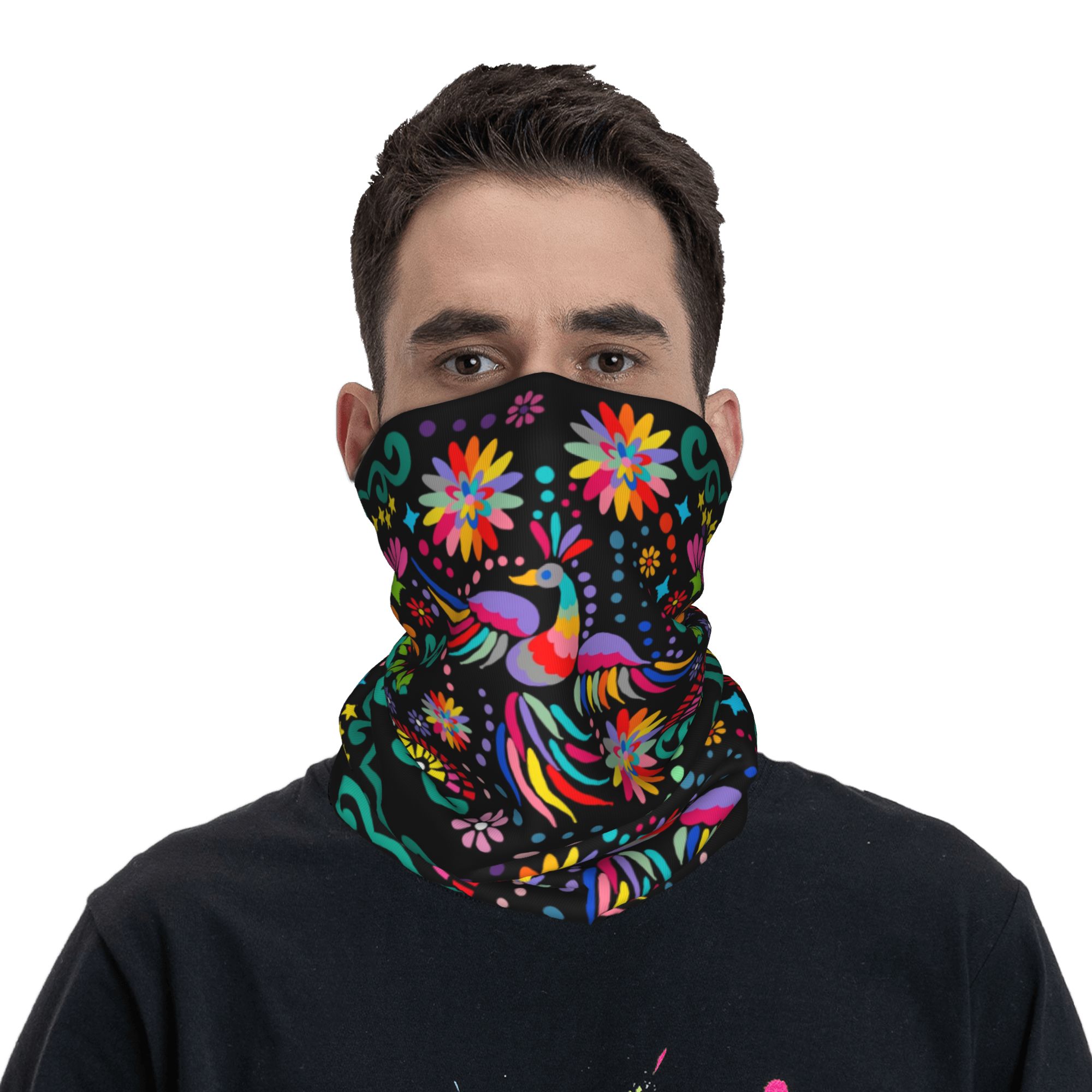 Custom Mexican Floral Flower T - Neck Gaiter Fleece のレビューと価格