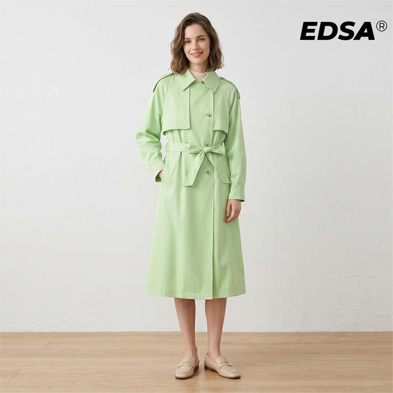 EDSA Women Green Trench Style  - Down Jacket Packable のレビューと価格