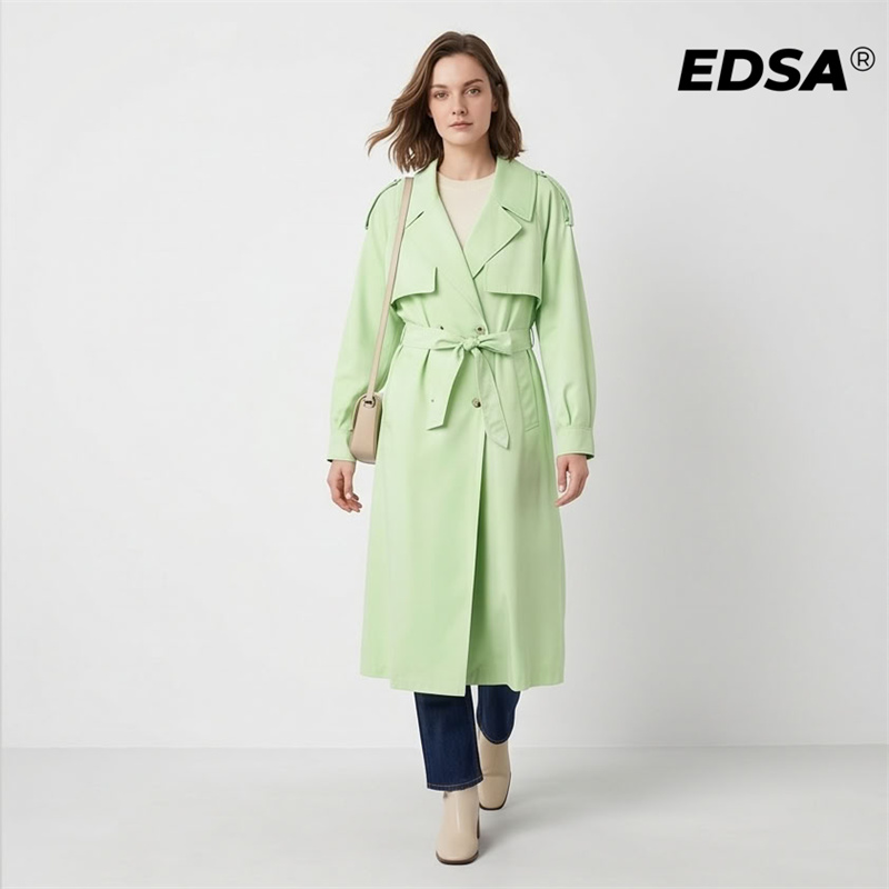 EDSA Women Green Trench Style  - Down Jacket Packable のレビューと価格